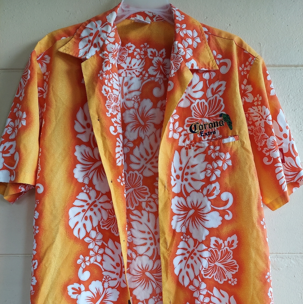 Royal Creations Hawaii Orange & White Hawaiian Shirt
